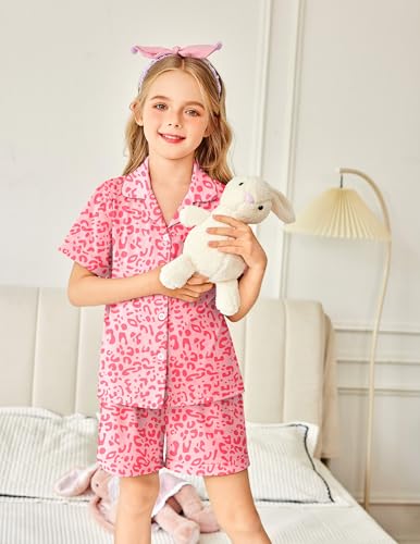 Arshiner Girls Pajamas Sets Short Sleeve Kids Pjs Button Down Sleepwear for 4-13Y2