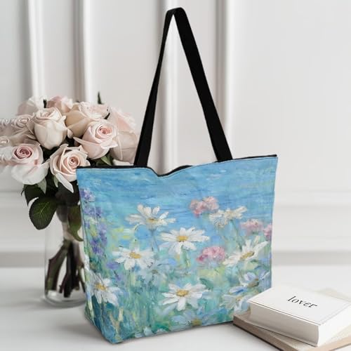 Image of Art Lover Zippered Tote Bag Waterproof Large Work Tote Bags, Artwork Women's Purse Handbags Travel Totes