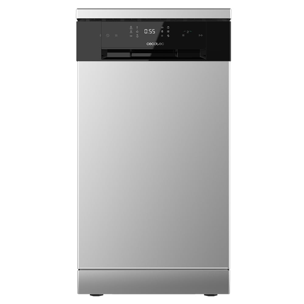Cecotec Geschirrspüler Bolero Aguazero 4201 Inox E. 1850 W, 11 Gedecke, 6 Programme, Klasse E, Dual Zone Wash, Verzögerter Start, Elektronischer AquaStop, Touchscreen-Panel, 45 cm breit