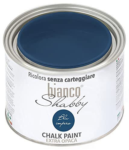 bianco Shabby® Chalk Paint Blu Impero Peinture à la craie pour meubles et murs, effet vintage, shabby chic, extra mat (0,5 Litres)