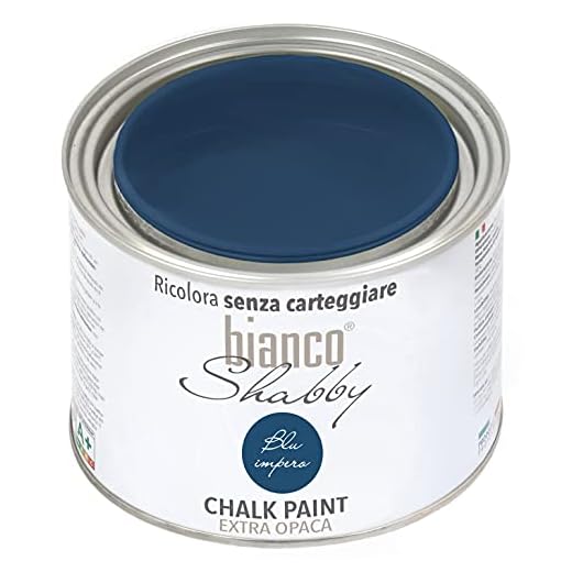 biancoShabby® Chalk Paint Blu Impero Pintura Shabby Chic Vintage para Muebles y Paredes Extra Mate vuelva a dar color fácilmente todo tipo de material sin lijar (500 ml Paquete de 1)