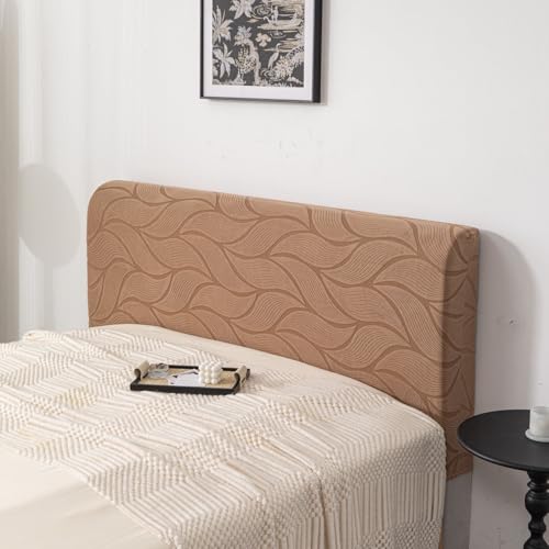 Image of HOMETHREADS Stretchable Velvet Headboard Cover | Soft, Dust-Proof & Wrinkle-Resistant Bed Back Protector | Fits Leather, Wooden & Fabric Bedsides | for 5ft to 5.5ft Beds (Brown, 150x65Cm)