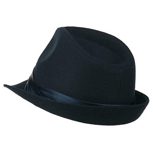 Fedora With Pleated Satin Band - Navy Osfm #TOP1