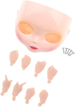 misppro Faceplate Head with Makeup Hands for 12 RBL Blythe Doll DIY Part Accessory White Skin Plastic