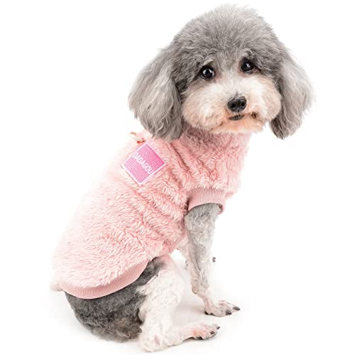Zunea Fleece Winterjacke für Kleine Hunde Warme Wintermäntel Pullover Sweater Weich Fuzzy Welpen Kleidung mit D-Ring für Geschirr Leine Kaltes Wetter Haustier Bekleidung für Chihuahua Katzen Rosa S