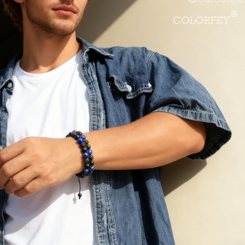 Pulsera Triple Protección para Hombre con Lapislázuli y Onyx 8mm miniatura 2