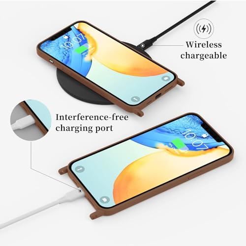 Image of Compatible with iPhone 13 Pro Case with Strap, Crossbody iPhone Case with Lanyard Adjustable Shockproof Drop Protection Silicone Phone Cover for iPhone 13 Pro 6.1'' Brown