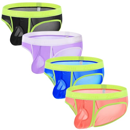 Mens Sexy Sheer Underwear Briefs C-Ring Bulge Enhancing Pouch Ultra-Thin See Through Underwear