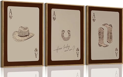 3Pcs Western Cowgirl Canvas Wall Art Fashionable Leopard Print Boots