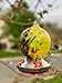 Grateful Gnome - Hummingbird Feeder - Hand Blown Glass - Half Yellow Flowers and Half Wild Flowers Globe - 24 Fluid Ounces Free Bonus Accessories S-Hook, Ant Moat, Brush and Hemp Rope Included