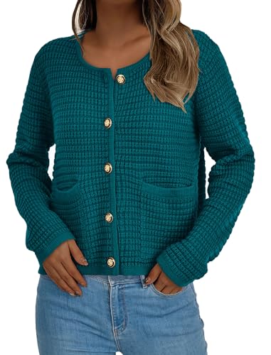 PRETTYGARDEN Women Knit Cardigan Sweaters Fall Fashion Long Sleeve Open Front Button Down Trendy Casual Jacket Winter Clothes