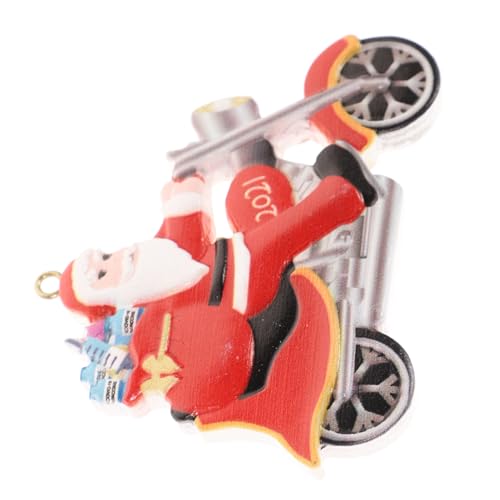 Ornement de moto de Noël en résine avec figurine du Père Noël suspendue