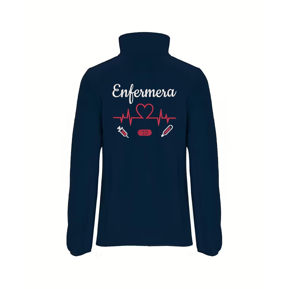 Forro Polar Bordado Mujer Personalizado. Modelo LÍNEA DE Vida-CORAZÓN. Ideal para Sanitarios. Regalos Personalizados. con Cremallera y Bolsillos. Regalos TPMAS.