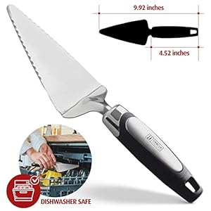 Orblue Pie Server Essential Kitchen Tool Serrated on Both Sides Great for Right or Left Handed Chef Stainless Steel Flatware Cake Cutter Black