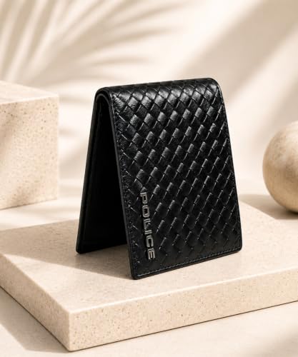 Image of Police Men's Genuine Leather Bifold Wallet with Coin Pocket | 4 Card Slots | Slim Wallet| 2 slip in pockets |Gift box packaging