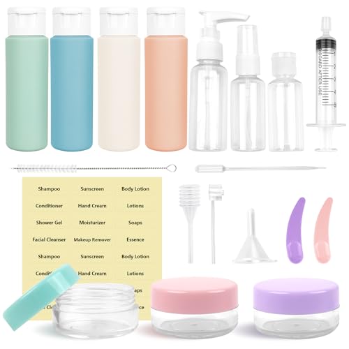 20Pcs Travel Bottles for Toiletries Set, 60ml Squeezable Liquid E...