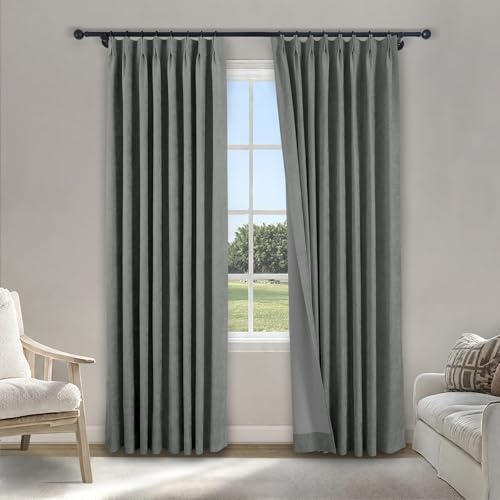 Focsie Extra Wide Chenille Curtains, 100" Wx96 L | Pinch