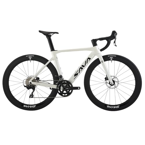SAVADECK(�T���@�f�b�N) A7L �J�[�{�����[�h�o�C�N T800�J�[�{���t�@�C�o�[�t���[�� 700C ���[�V���O���]�� �V�}�m105 R7100 24���O���[�v�Z�b�g�Ɩ����f�B�X�N�u���[�L�t�� ���y�ʃJ�[�{���o�C�N �j�����p (�z���C�g�A47cm)