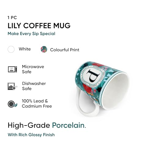 Image of Shay Alphabet Mug, 1 Pc, P, 300ml | Ceramic Mug |Glossy Finish | Ceramic Coffee Cup | Porcelain | Microwave Safe (Alphabet Mug - P)
