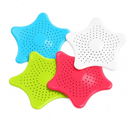 Image of Silicone Star Shape Drain Strainer for Kitchen Sink & Bathroom Wash Basin Hair Catcher Sink Filter with Strong Suction Cup | Reusable Drain Cover for Shower, Bathtub & Laundry