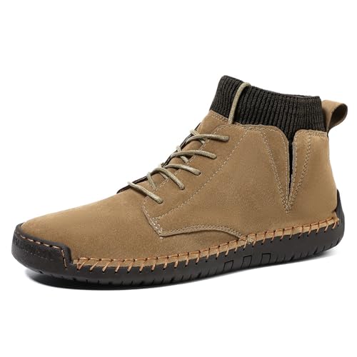 JiuQing Men's Barefoot Boots Suede Hand Stitched Casual Business Booties for Work Office Driving - Main Image