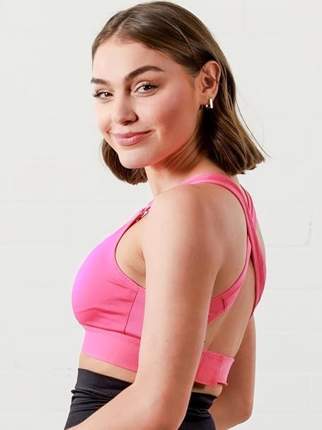 Image of Brachy Women's High-Impact Velcro Sports Bra: Adjustable, Front-Zip for Yoga, Gym & Workout