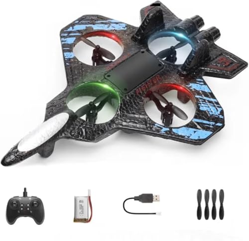 Image of HELFONI RC Aeroplane 2.4GHz Remote Controlled L0712 Quadcopter Floating Fighter Aircraft RTF for Beginners /Children /Adults, Toy with Coloured Lights USB Charging