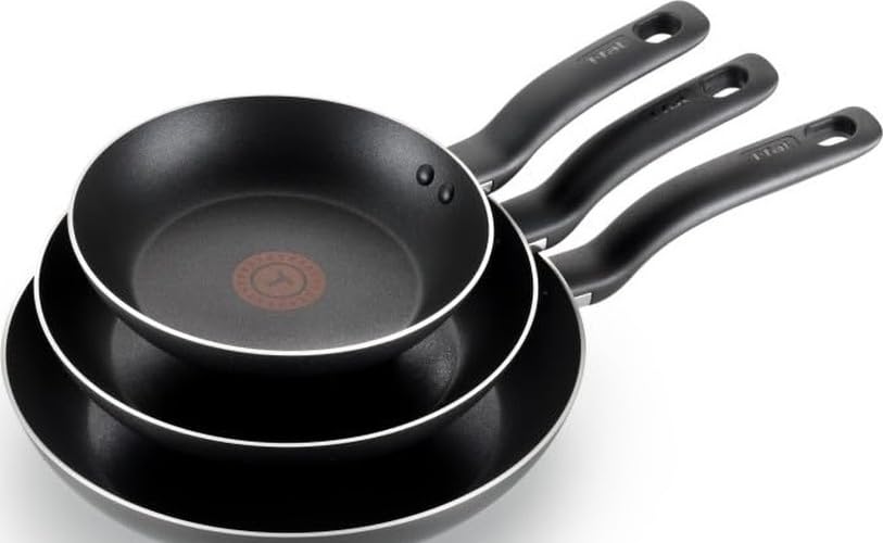 T-fal Specialty Nonstick Fry Pan Set 3 Piece, 8, 9.5, 11 Inch, Oven Broiler Safe 350F, Cookware, Pots and Pans Set Non Stick, Kitchen Frying Pans, Skillets, Durable, Dishwasher, Black