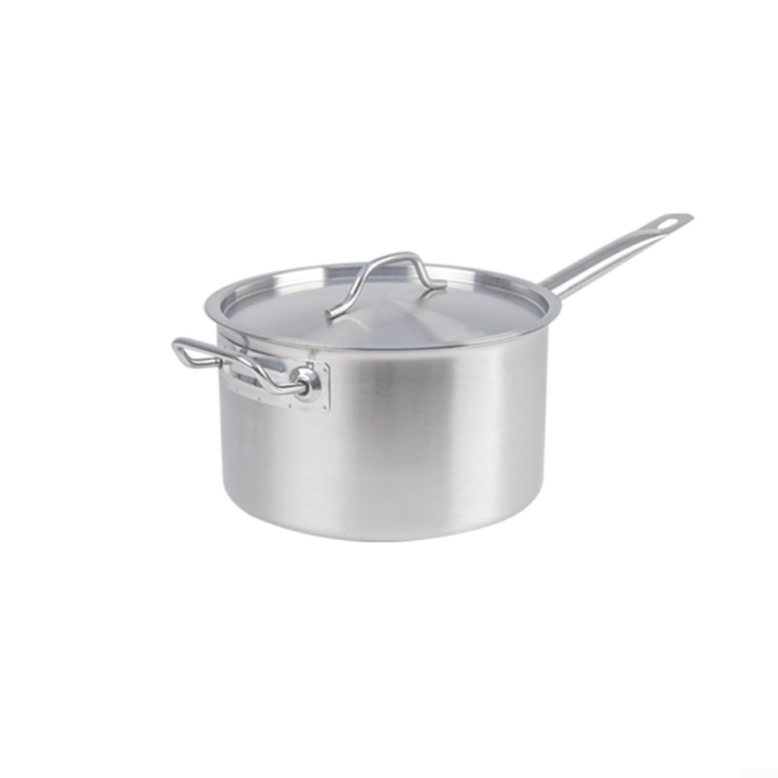 Milchtopf aus Edelstahl mit verdicktem Verbundboden, Induktionskompatibel, tiefe Suppentopf zum Kochen von Milch und zum Kochen von Nudeln, Silber