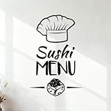 Decoración de vinilo para pared Restaurante asiático Sushi Menú Bar Cocina japonesa 48x72.7cm Decoración de tiendas Negro