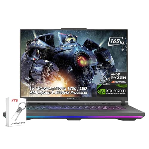 Image of ASUS ROG Strix G16 Gaming Laptop | 16 inch LED WUXGA 165Hz Anti-Glare 300nits | AMD Ryzen 9 8940HX | 16GB DDR5 1TB SSD | RTX 5070 Ti | Wi-Fi6E Backlit KB Win11 | Eclipse Gray | w /2TB USB Drive, W /GaLiMu