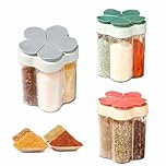 LSRVNM 3 Pieces 5 in 1 Spice Jars Seasoning Box, Spice Containers Storage Set, Portable Camping Seasoning Box, Salt, Pepper, Sugar, and Spices for Cooking, Home Camping, Barbecue Picnic