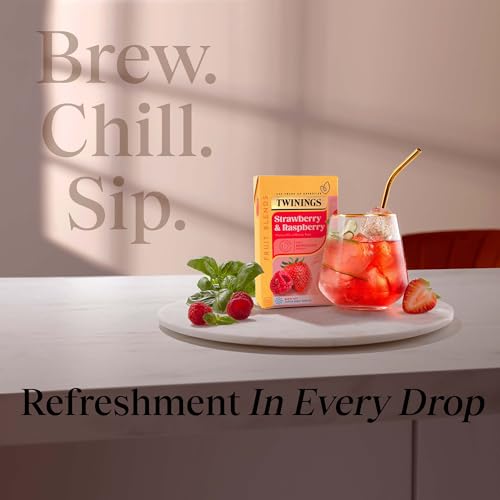 Twinings Raspberry & Cranberry Fruit Infusion Flavoured Tea - 80 Biodegradable Bags (Multipack of 4 x 20) , Caffeine & Sugar Free Herbal Vegan Tea with Natural Fruit Flavors, Refreshing Berry Blend