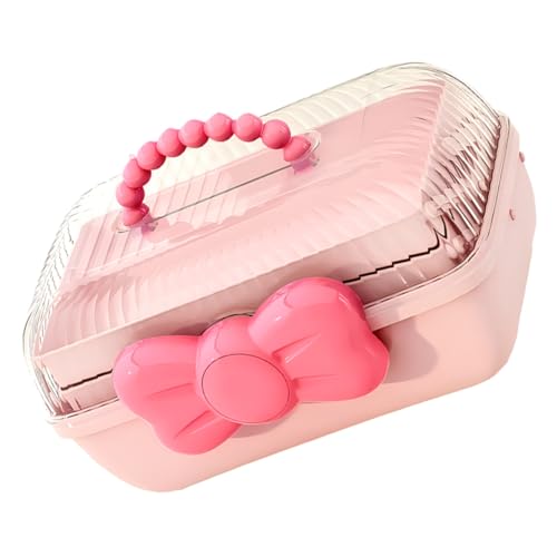 SAFIGLE Estuche Portátil para Coleteros y Accesorios Cabello Organizador de Escritorio Varios Compartimentos Diseño Rosa Lazo para Niñas Caja Organizadora Ligera y Compacta Adecuado