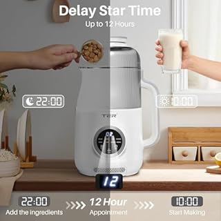 10-in-1 Nut Milk Maker, 40oz Almond Milk Machine for Homemade Plant-Based Milk, Oat, Soy, Coconut milk, Juice & Soup, Electric Bean Milk Machine with Delay Start/Auto-Clean/Boil Water/Keep Warm, White