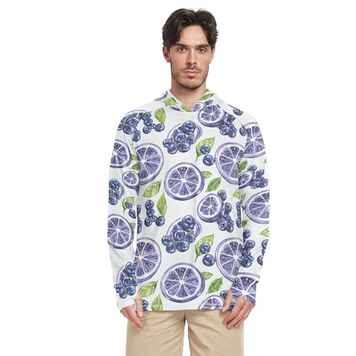 Art Bilberry Fruit Silver Sun Protection Hoodies Long Sleeve Clothing Hood Shirts UPF 50+ Sport Shirt S