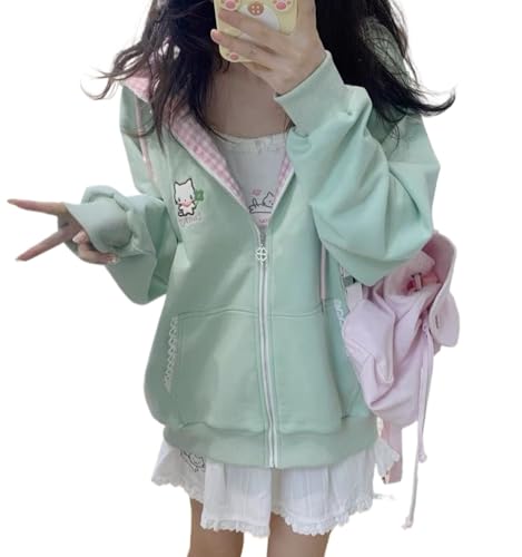 Image of Pokn Y2K Zip Up Hoodie Jojifuku Cutecore Kawaii Hoodie Clothes Women Long Sleeves Tops Graphic Cutecore Shoujo Clothes