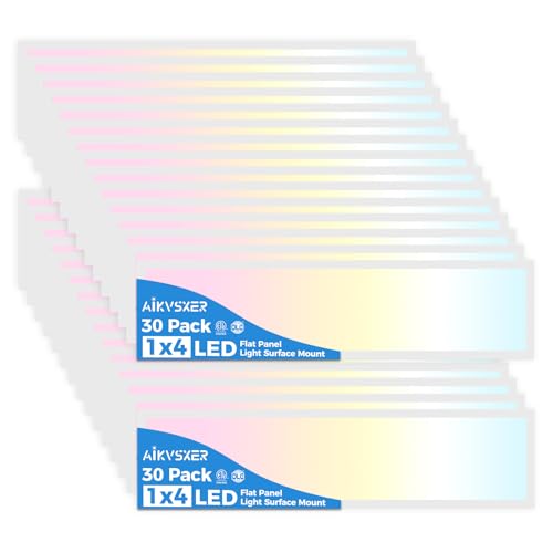 Image of AIKVSXER 30 Pack 1x4 LED Flat Panel Light Surface Mount White, 5500LM 50W