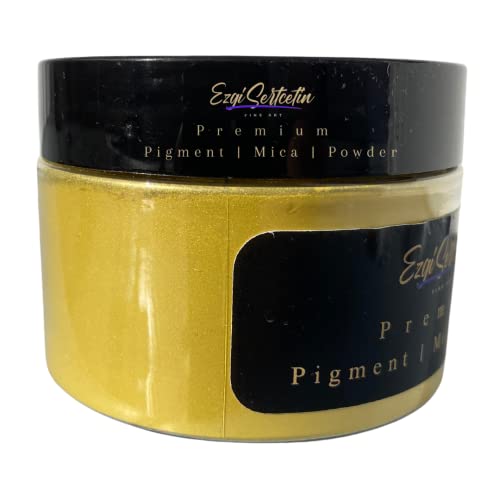 Ezgi Sertcetin Premium Pigment Powder 50g | Authentic Unique & Bright Pearlescent Metallic and Neon Colors | Especially Formulated for Artwork, Resin, Slime, Plasticine and more (Honeybee Yellow)
