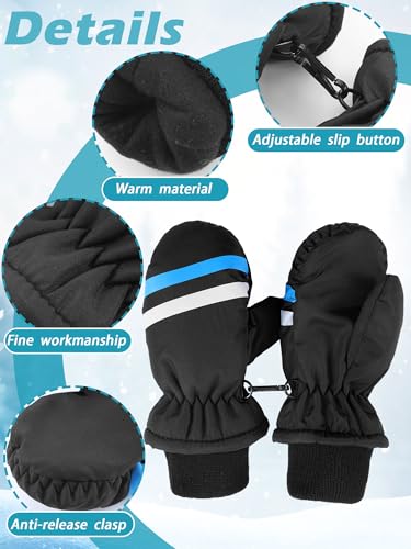 Image of SATINIOR 6 Pairs Kids Snow Mittens | Waterproof, Toddler Children Winter Gloves, Warm Cold Weather Ski MIttens, Cotton Plush Lining, Hook Design