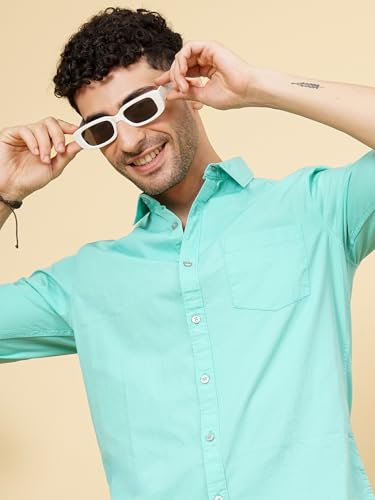 Image of The Indian Garage Co Men Slim Fit Solid Full Sleeves Cutaway Collar Casual Shirt