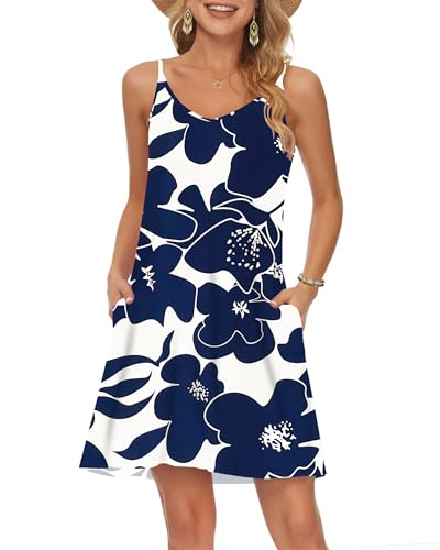 Image of MISFAY Women's Spaghetti Strap Beach Cover Up Dress with Pockets