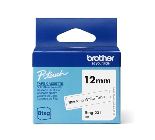 Brother BTAG231 Cinta negro sobre blanco, Ancho 12 mm