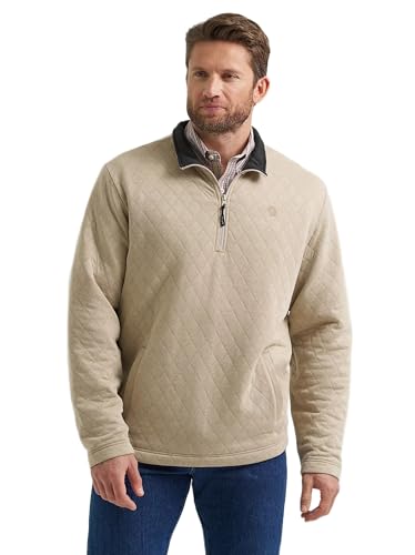 Wrangler Men's George Strait Quarter Zip Quilted Tan Pullover