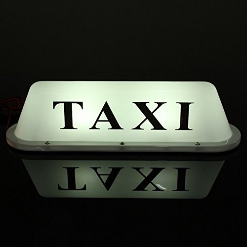 MFPower Waterproof Taxi Magnetic Sealed Base Roof Topper illuminated Sign Car Cab White LED Sign Light Lamp 12V PVC