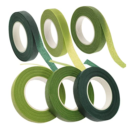 Veemoon 6 Rolls Bouquet Stem Wrapping Tape Deep Yards Each for Floral Arrangement Easy to Tear Stretchable Versatile Floral Packaging