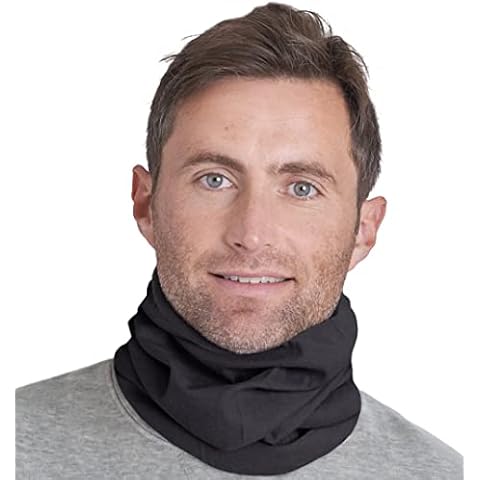 Tough Headwear Reversible Microfiber Fleece Gaiter Tube Neck Warmer (Solids) - Black Cover