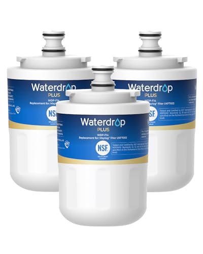 Waterdrop Plus UKF7003 Replacement for Maytag® UKF7003, UKF7002AXX, Whirlpool® EDR7D1, UKF7003AXX, UKF7002, 7003AXXP, UKF6001AXX, NSF 401&53 Refrigerator Water Filter, 3 Filters (Package May Vary)