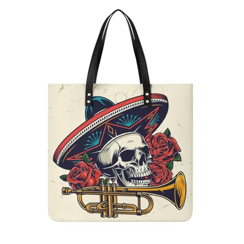 Sac shopping crâne rose pour femmes grand tote bag de voyage 39x39cm