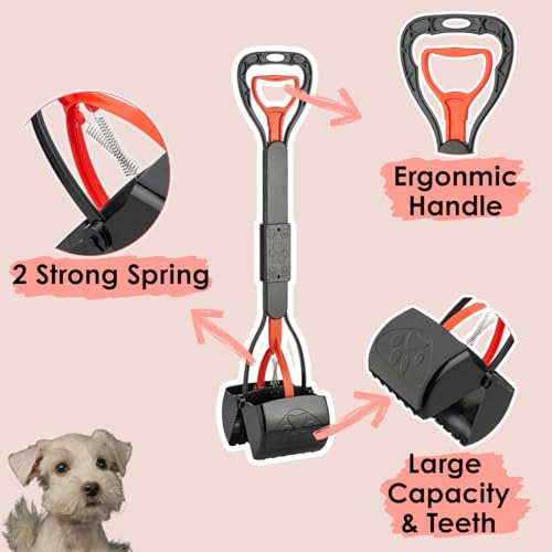 Image of TIMINGILA Pooper Scooper 2 Pack, 28 inch Long Handle No Touch Dog Pooper Scooper for Large Medium Small Dogs, Durable Spring & Lightweight, Waste Pickup Tool for Dogs in Lawns /Grass /Dirt /Gravel